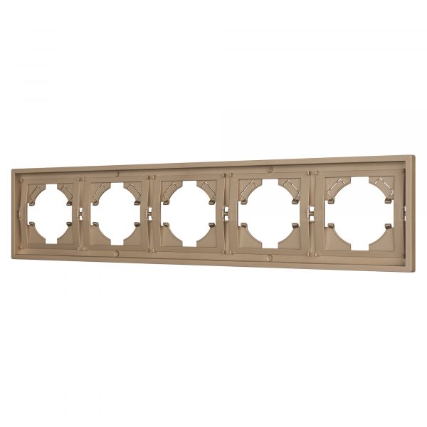 Рамка пластиковая FRM-TENDO-PL-5-GD, Золото светлое, 5 постов