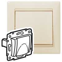 Розетка 1-местная с заземлением с защитными шторками и крышкой 16А IP20 слоновая кость VALENA DIY