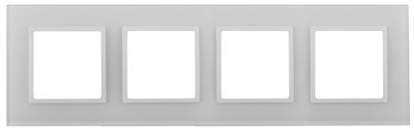 Рамка для розеток и выключателей 4 поста белый стекло ЭРА Elegance 14-5104-01