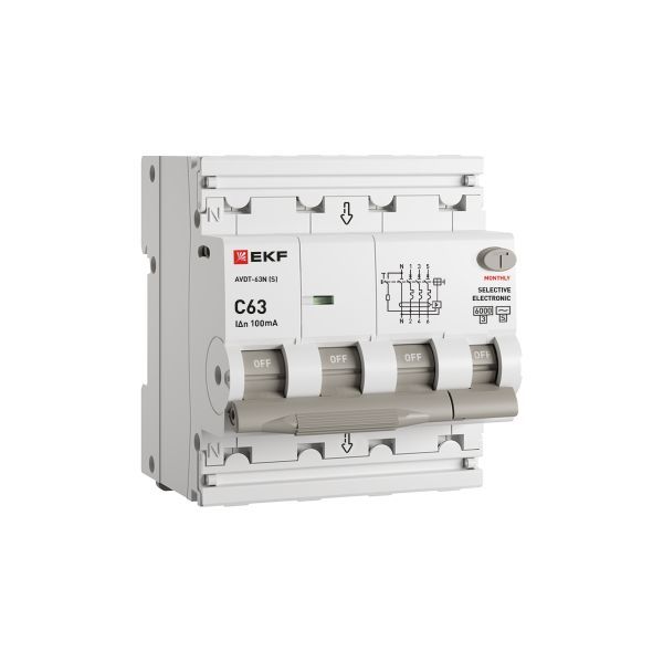 Выключатель автоматический дифференциального тока 3P+N 63А 100мА AC эл АВДТ-63N D63N46ES63C100 PROXIMA EKF