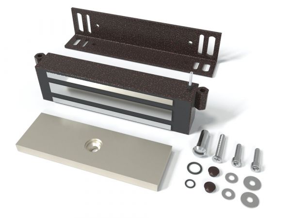 Замок электромагнитный (12VDC, 400кг),встроенный  модуль перемагничивания, монтажный комплект,      уголок 40х50мм, толщина уголка 4мм