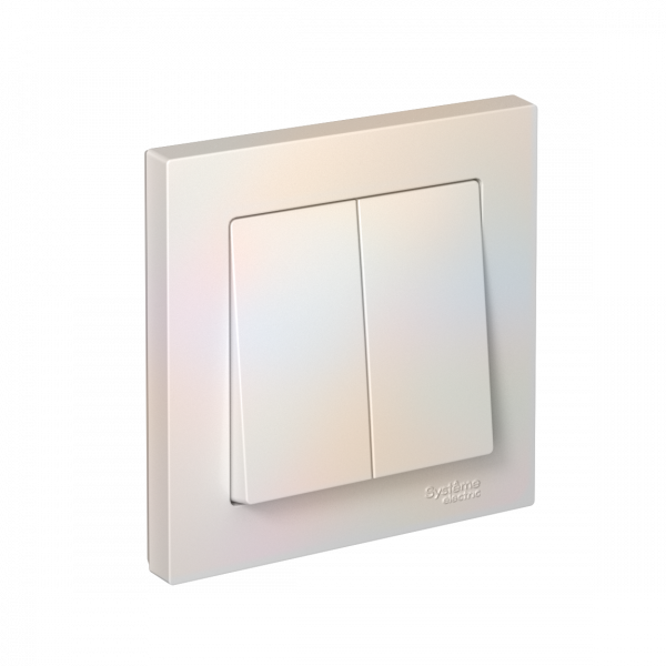 Выключатель двухклавишный ATLASDESIGN схема 5 10АХ в сборе жемчуг