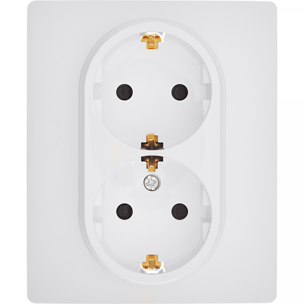 Розетка 2-местная с заземлением с защитными шторками 16А в сборе белый INSPIRIA