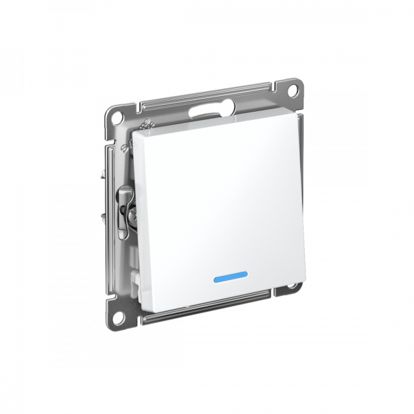 Переключатель одноклавишный ATLASDESIGN с подсветкой схема 6а 10АХ механизм белый