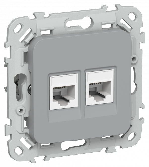 FLITE Розетка 2-местная компьютерная RJ45 категория 5Е UTP РК5е-2-0-ФлС серый IEK