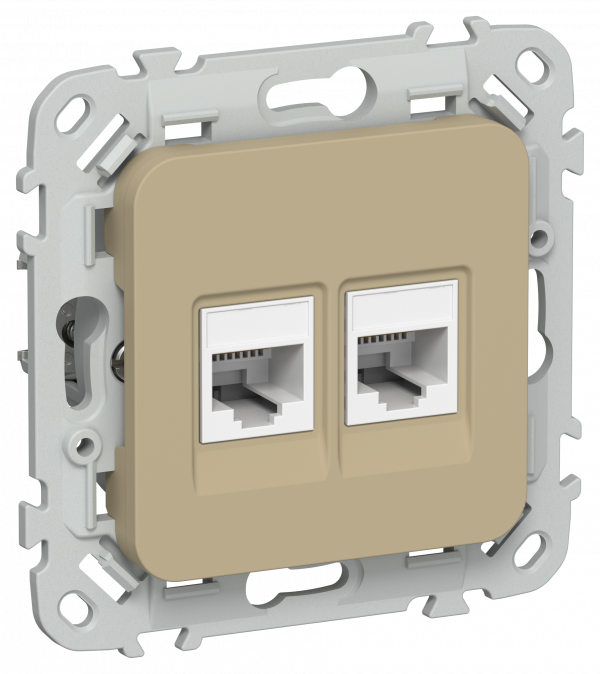 FLITE Розетка 2-местная компьютерная RJ45 категория 5Е UTP РК5е-2-0-ФлХ хаки IEK