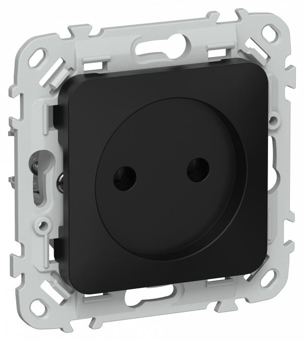 FLITE Розетка без заземления без защитных шторок безвинтовое крепление 10А РС01-1-ФлЧ черный IEK