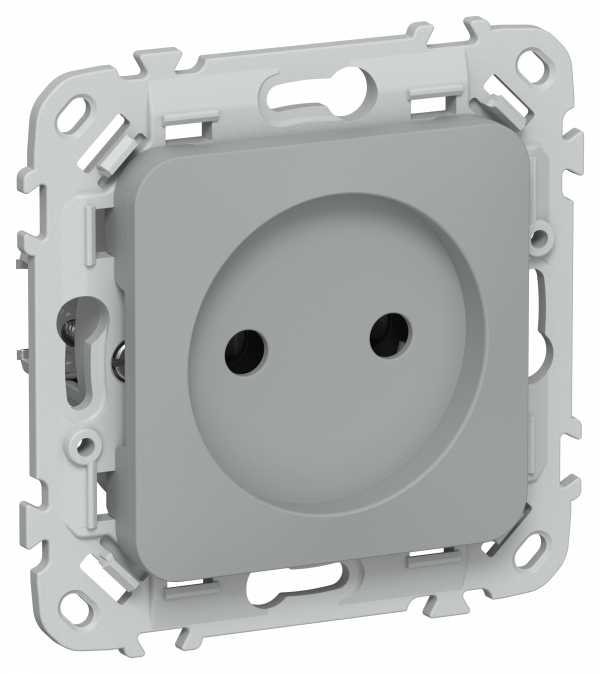 FLITE Розетка без заземления без защитных шторок безвинтовое крепление 10А РС01-1-ФлС серый IEK