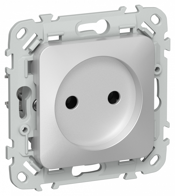 FLITE Розетка без заземления без защитных шторок безвинтовое крепление 10А РС01-1-ФлА алюминий IEK