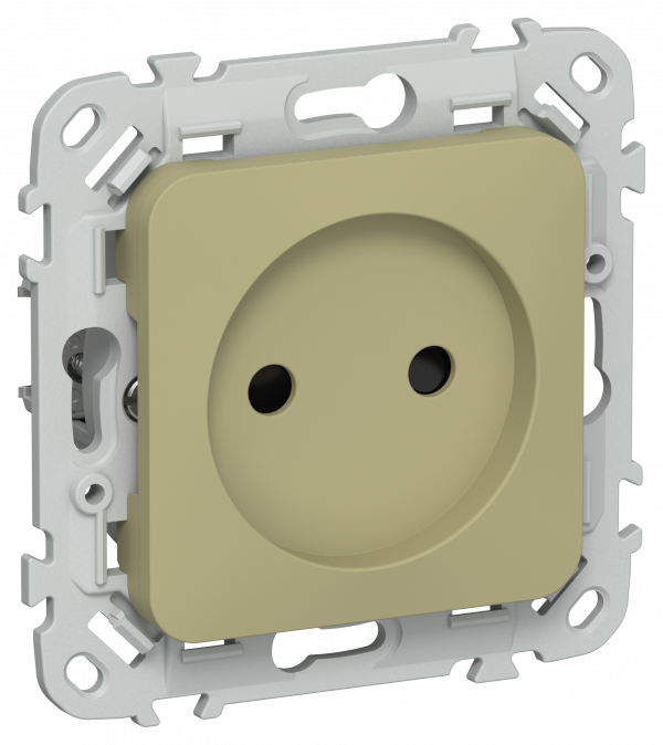 FLITE Розетка без заземления с защитными шторками безвинтовое крепление 10А РСш01-1-ФлО оливковый IEK