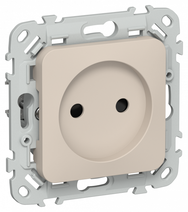 FLITE Розетка без заземления с защитными шторками безвинтовое крепление 10А РСш01-1-ФлЛ льняной IEK