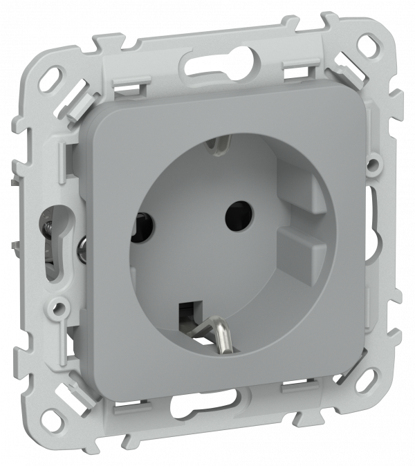 FLITE Розетка с заземлением с защитными шторками безвинтовое крепление 16А РСш11-1-ФлС серый IEK