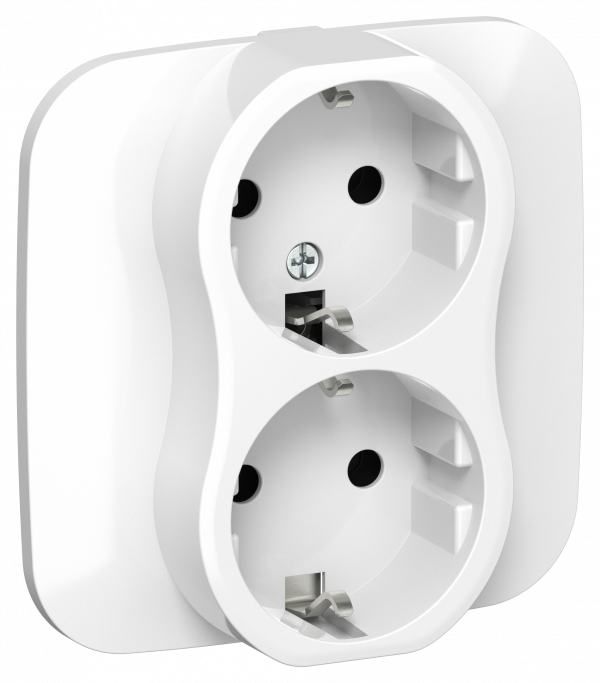 FLITE Розетка 2-местная с заземлением без защитных шторок 16А в сборе РС12-0-А-ФлБ белый IEK