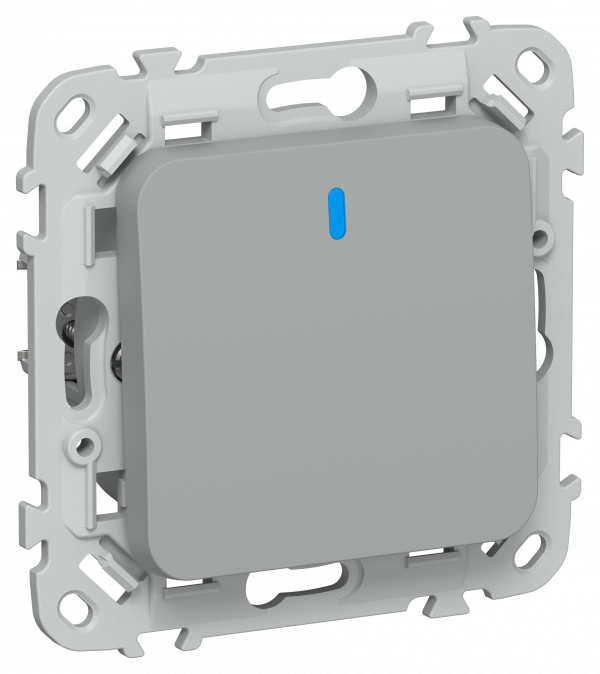 FLITE Выключатель 1-клавишный проходной с индикацией 10А ВС61-1-1-ФлС серый IEK