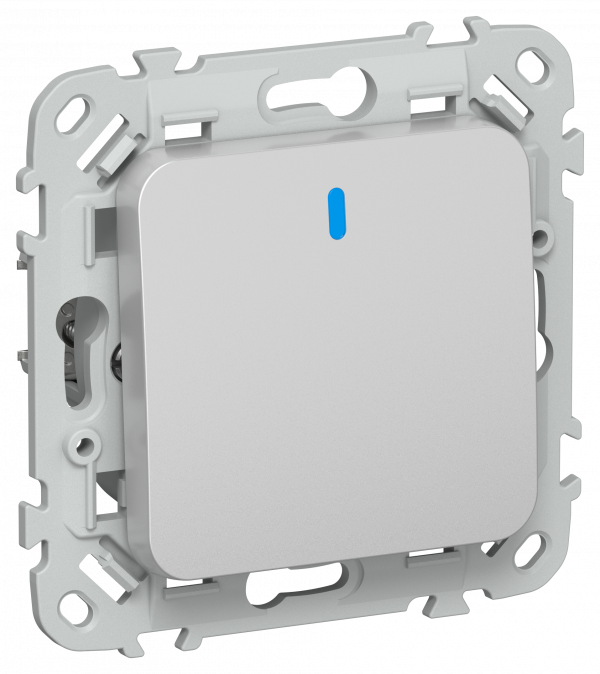 FLITE Выключатель 1-клавишный проходной с индикацией 10А ВС61-1-1-ФлА алюминий IEK