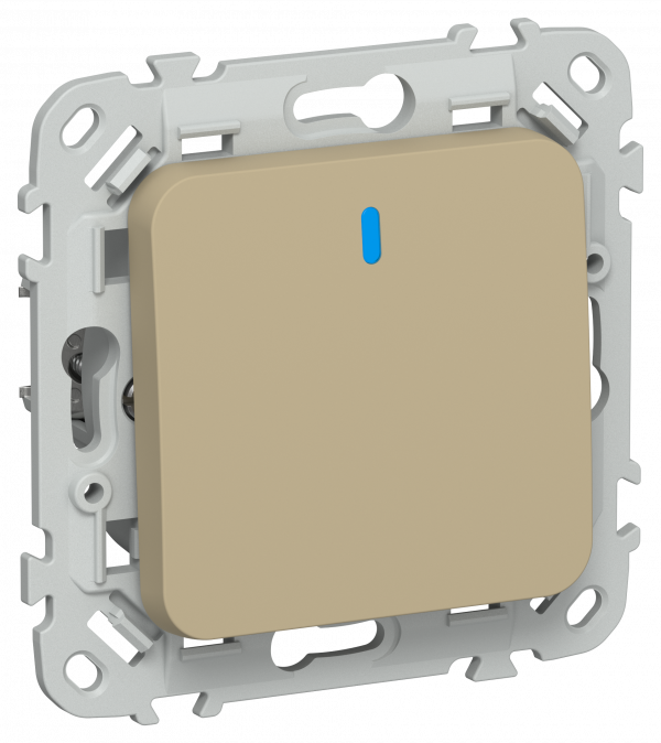 FLITE Выключатель 1-клавишный проходной с индикацией 10А ВС61-1-1-ФлХ хаки IEK