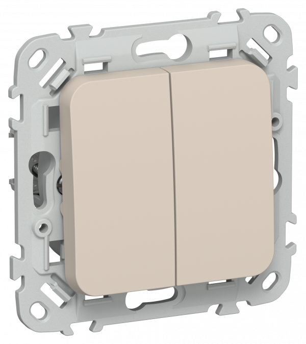 FLITE Выключатель 2-клавишный проходной 10А ВС62-1-0-ФлЛ льняной IEK