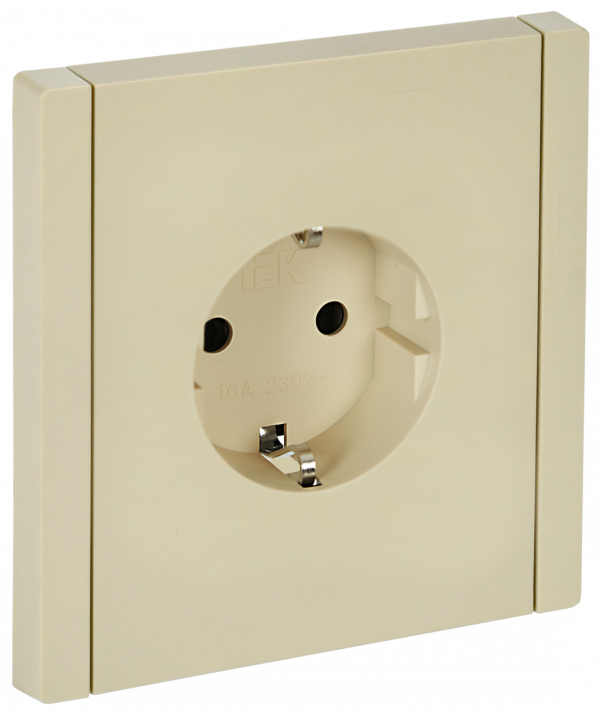 FORTE&PIANO Розетка 1-местная с заземлением с защитными шторками безвинтовое крепление 16А FP413 ваниль IEK