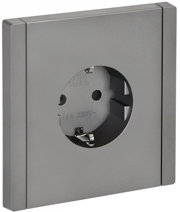 FORTE&PIANO Розетка 1-местная с заземлением с защитными шторками безвинтовое крепление 16А FP513 сталь IEK