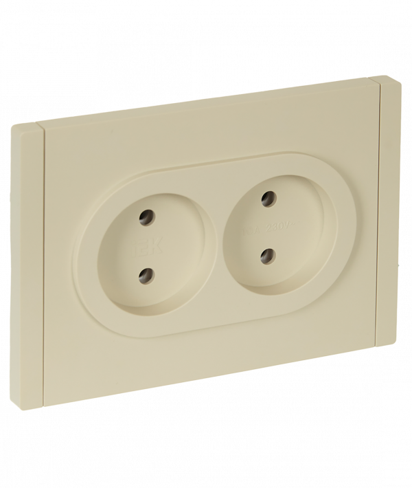 FORTE&PIANO Розетка 2-местная без заземления без защитных шторок безвинтовое крепление 10А FP426 ваниль IEK