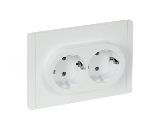 FORTE&PIANO Розетка 2-местная с заземлением без защитных шторок безвинтовое крепление 16А FP224 белый IEK
