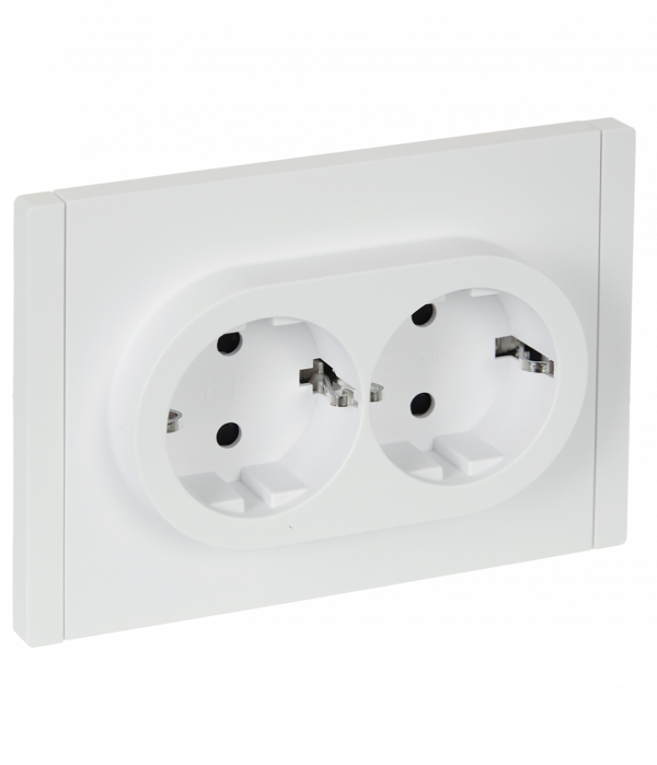 FORTE&PIANO Розетка 2-местная с заземлением с защитными шторками безвинтовое крепление 16А FP223 белый IEK