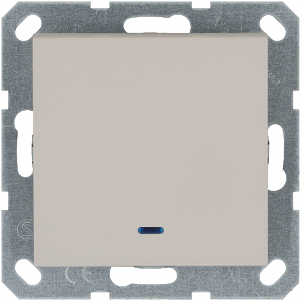 Выключатель одноклавишный со светодиодом 10A 250V~ с накладкой, цвет Тауп