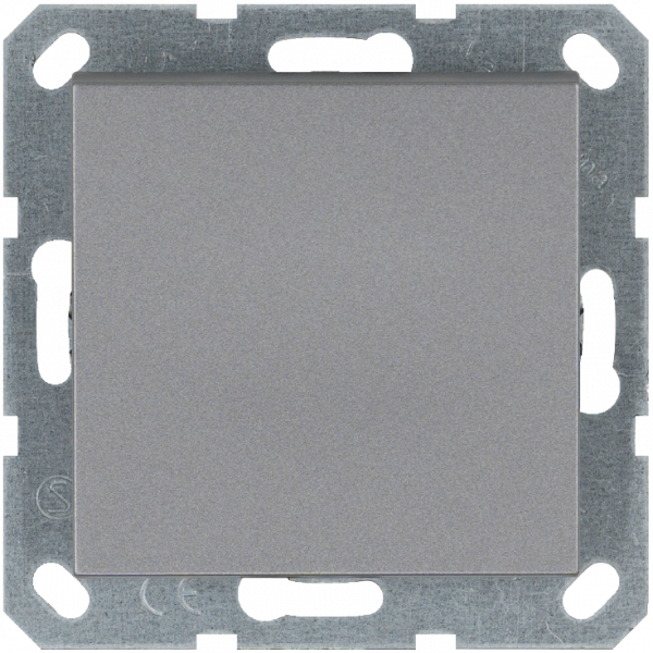 Выключатель одноклавишный проходной 10A 250V~ с накладкой, цвет Алюминий