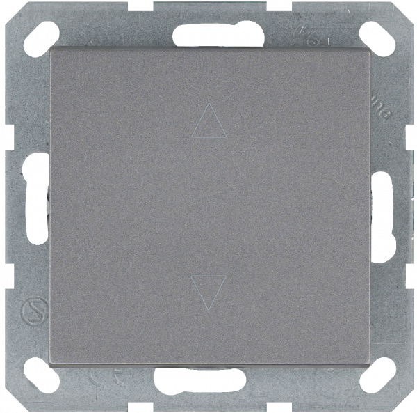 Выключатель одноклавишный для штор 10A 250V~ с накладкой, цвет Алюминий