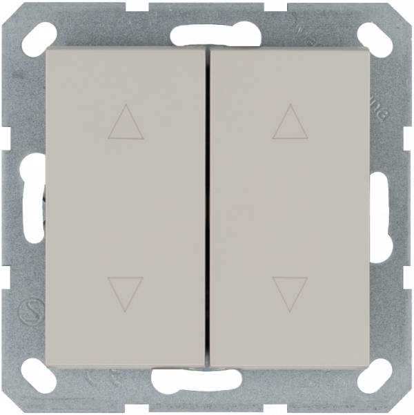 Выключатель двухклавишный для штор 10A 250V~ с накладкой, цвет Тауп
