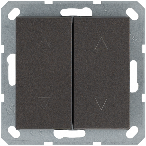 Выключатель двухклавишный для штор 10A 250V~ с накладкой, цвет Мокко