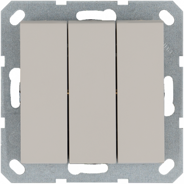 Выключатель трехклавишный 10A 250V~ с накладкой, цвет Тауп