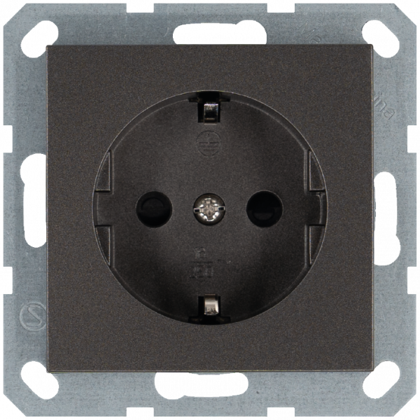 Розетка Schuko с защитными шторками 16A 250V~ 2P+T, цвет Мокко