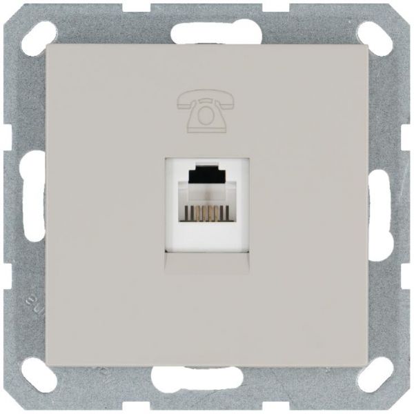 Телефонная розетка RJ11 с накладкой, цвет Тауп