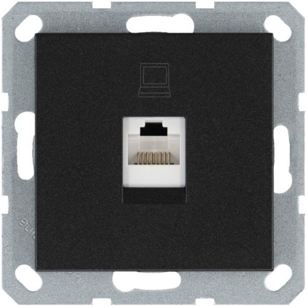 Интернет-розетка RJ45 с накладкой, цвет Антрацит