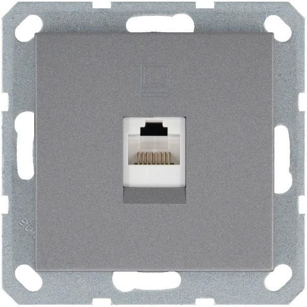 Интернет-розетка RJ45 с накладкой, цвет Алюминий