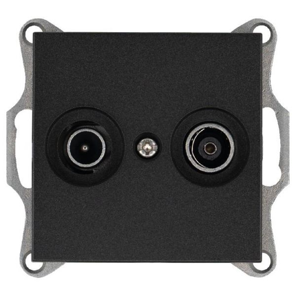 Розетка TV+FM9.5 мм оконечная с накладкой, цвет Антрацит