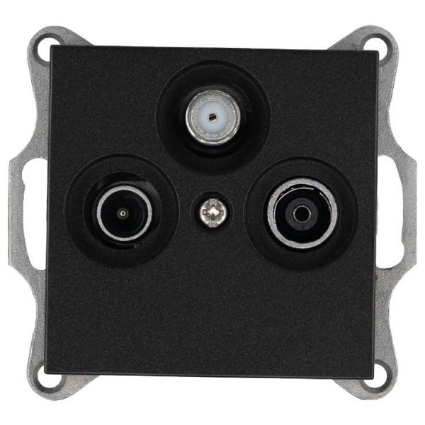 Розетка TV+FM+SAT9.5 мм оконечная с накладкой, цвет Антрацит