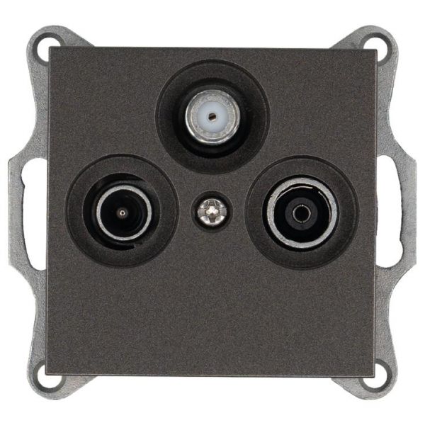 Розетка TV+FM+SAT9.5 мм оконечная с накладкой, цвет Мокко