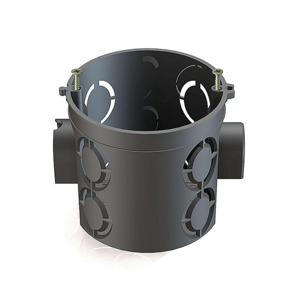 Коробка установочная D68x62мм для скрытого монтажа в кирпичных стенах с саморезами чёрная