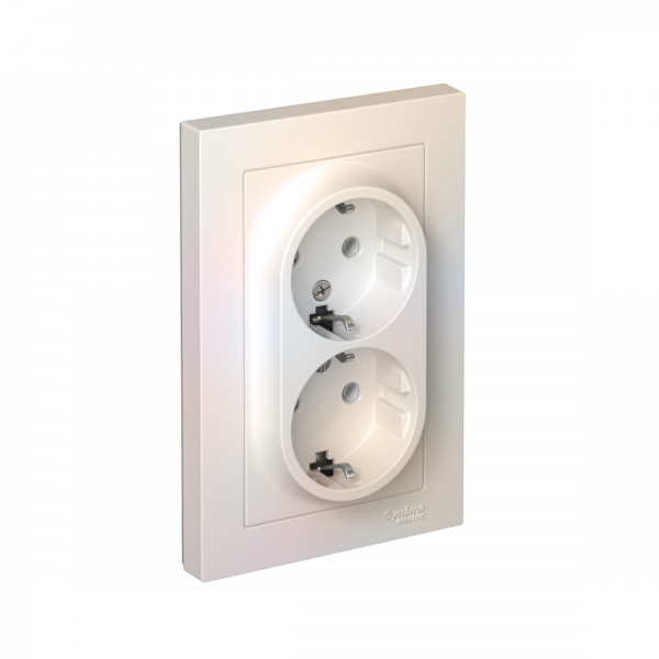 Розетка ATLASDESIGN двойная с заземлением 16А в сборе жемчуг