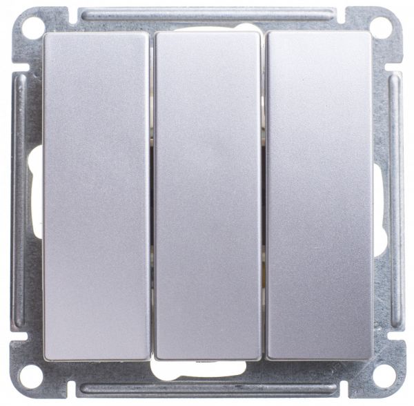 W59 Выключатель трехклавишный, 10АХ, механизм, матовый хром