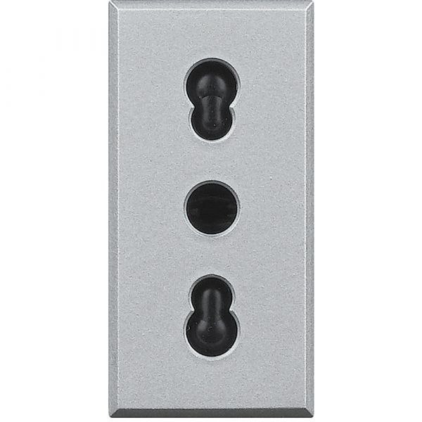 Axolute Розетка 2К+З 10/16А 250В~ с экранированными контактами алюминий