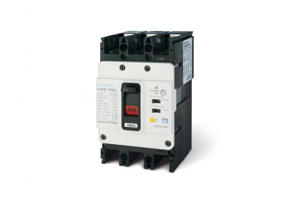 Выключатель автоматический диф. тока типа HGE, типоразмера 100AF, арт.HGE100L2PG5S0000C00080 (80А, 100мА, 30кА, 2 полюса, переднее подключение)