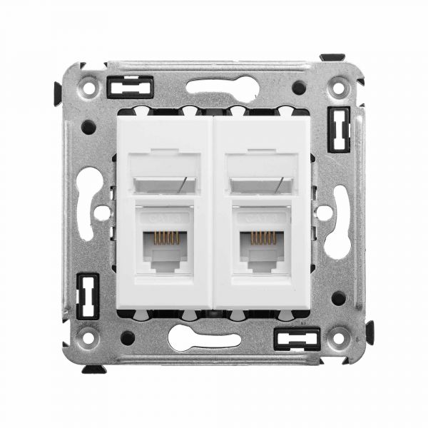 Avanti Розетка телефонная в стену двойная, ''Белое облако''