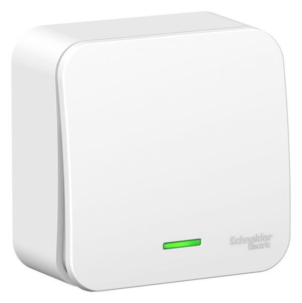 Выключатель наружный одноклавишный BLANCA (cх.1) с подсветкой, 10A, 250B, белый