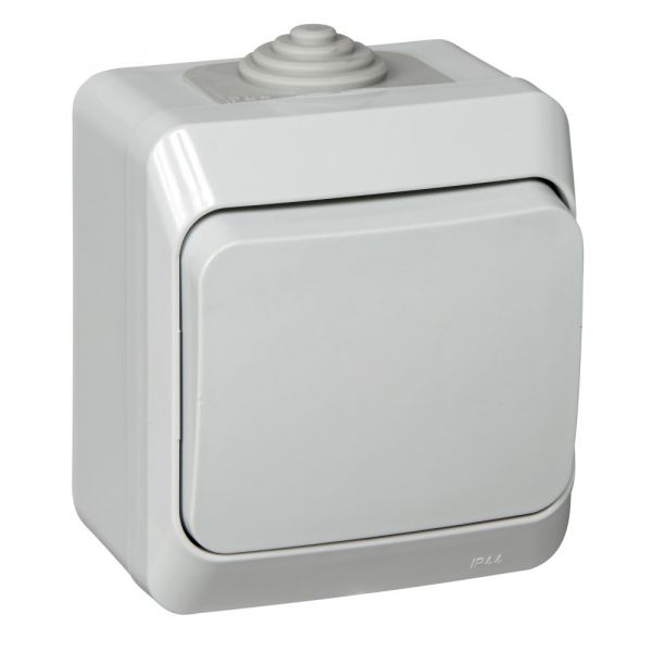 ЭТЮД Выключатель одноклавишный наружный IP44 серый