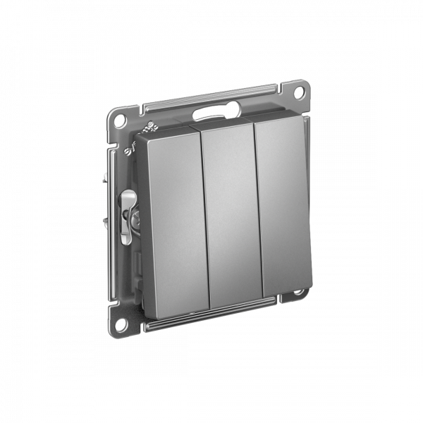 Выключатель трехклавишный ATLASDESIGN схема 1+1+1 10АХ механизм сталь