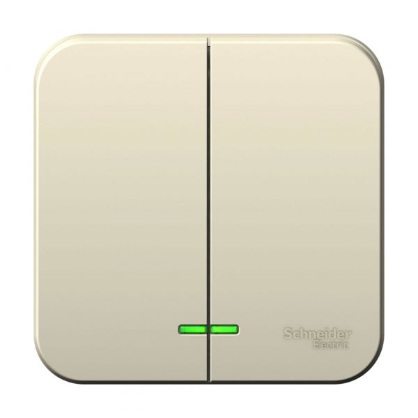 BLANCA  двухклавишный выключатель наружный  (cх.5) с подсвет, 6а, 250в, молочный