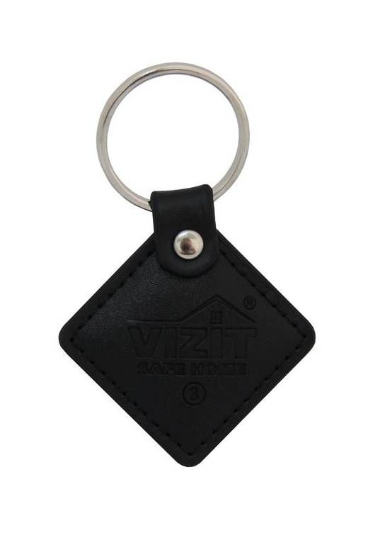 Ключ RF (RFID-13.56 МГц). Кожаный брелок с тиснением логотипа, коричневый. Встроенная защита от несанкционированного копирования. Используется совместно с модификациями блоков вызова и контроллеров ключей, имеющих в наименовании литеру - F.